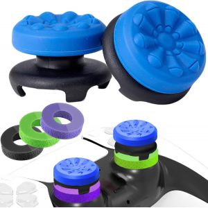 Lkljij-Grip Joystick Ps5 - Fps Capuchons Joystick Ps5 & Ps4 Accessoires Manette Ps4 5 Set, 2 Thumbsticks Grip + 3 Anneaux De Précision Controller Thumb À Aide Avec Viser, Réduire Pouce Fatigue, Azur - Neuf