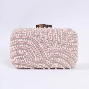 Sac De Soir&eacute;e &Eacute;l&eacute;gant En Perles Pour Femmes, Pochette &Agrave; La Mode Avec Perles, Pour D&icirc;ner De Mariage, Robe De Banquet, Pochette Avec Longue Cha&icirc;ne.Pink. - Neuf