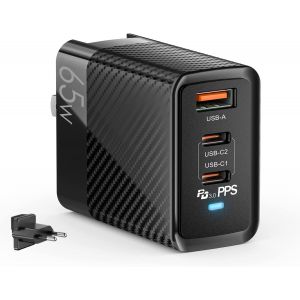 Chargeur 65W USB C Rapide 3 Ports avec GaN Tech Compatible avec iPhone 15 Plus Pro Max 14 13 12 Galaxy S23 Ultra Plus S22 MacBook Pro Air M1 M2 iPad - Neuf