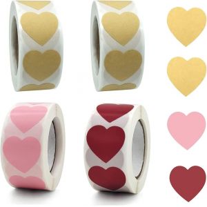 2000 Pieces Auto-Adh&eacute;sif Autocollants Kraft, &Eacute;tiquettes Autocollant Coeur Rouge, Autocollant Coeur, &Eacute;tiquettes Kraft, &Eacute;tiquettes Autocollantes Coeur Pour Articles De F&ecirc;te, D&eacute;coration Et Scrapbooking - Neuf