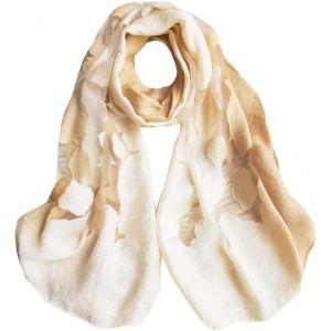 Foulard Soie Et Lin Femme Écharpe Châle De Plage Soie Et Lin Femme Echarpes Elégant Wrap Motif De Broderie Design Creux.[G1389] - Neuf