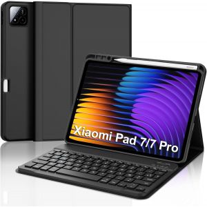 Clavier Pour Xiaomi Pad 7/7 Pro 11.2 Pouces 2025, Étui Clavier Pour Xiaomi Pad 7 Pro, Azerty Français Clavier Bluetooth Détachable Avec Fente Pour Stylo Pour Tablette Xiaomi Pad 7/7 Pro, Noir - Neuf