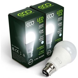 Kal-Lot De 2 Ampoules Led Bc3 À 3 Broches Non Dimmables 12 W Équivalent À 75 W Durée De Vie De 15 000 Heures Blanc Froid 6500 K - Neuf