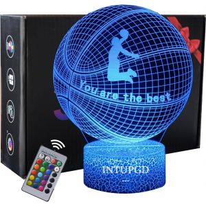 Basketball Veilleuse Enfants, Basket Ball 3d Lampe 16 Couleurs Changeantes À Intensité Variable, Cadeau D'anniversaire De Noël Pour Garçons Ou Filles - Neuf
