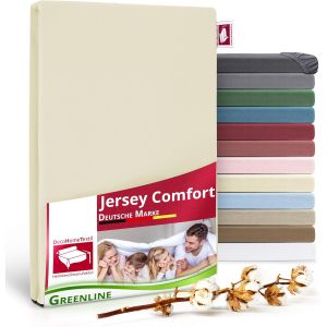 Cauc-Greenline Drap-Housse En Jersey De Qualit&eacute; Sup&eacute;rieure 100 % Coton - Champagne - 90-100 X 200 Cm - Jusqu'&agrave; 30 Cm - Convient &Eacute;galement Pour Lit &Agrave; Sommier Tapissier - Neuf