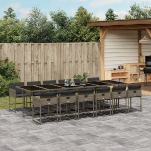 Prolenta Premium - Ensemble &Agrave; Manger De Jardin Coussins 13 Pcs Gris R&eacute;sine Tress&eacute;e - Neuf