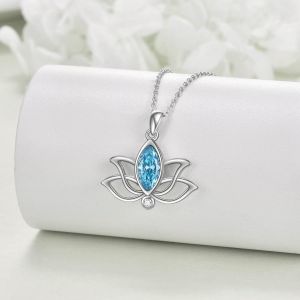 Collier Lotus En Argent Sterling Avec Pendentif Lotus - Cadeau D'anniversaire Pour Femme Et Fille - Neuf