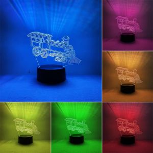 Lampe Train 3d Decorative, Lampe De Chevet Chambre Intelligente &Agrave; 7 Couleurs Pour Enfants, Veilleuse Led D&eacute;corative Chambre Ado Pour &Agrave; Coucher, Cadeau D'anniversaire Pour Gar&ccedil;ons Et Filles - Neuf