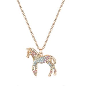 Colliers Cadeaux Pour Filles Sur Le Th&egrave;me Des Chevaux, Pendentif Cheval Arc-En-Ciel Pour Adolescentes, Collier Avec Initiale Pour Les Passionn&eacute;es De Chevaux - Neuf