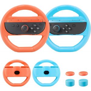 Gjfty-Volant Compatible Avec Console Nintendo Switch 2, Lot De 2 Accessoires De Volant De Course Compatibles Avec Switch 2 (Bleu + Orange) - Neuf