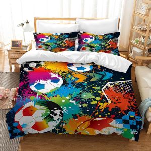 Ulteronixshop-Housse De Couette Football Parure De Lit Sport Football Motif Pour Enfant 1/2 Personne,Housses De Couettes Microfibre Avec Fermeture &Eacute;clair Et 2 Taies D'oreiller 65x65 Cm (Football 02, - Neuf