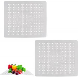 Lot de tapis de protection en caoutchouc pour &eacute;vier de cuisine, 31,75 cm x 26 cm (gris clair - rectangulaire) - Neuf