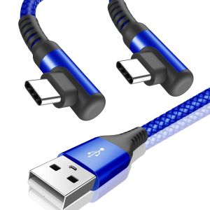 Câble USB C Coudé 90 Degrés [3M Lot de 2] 3.1A Charge Rapide Câble Chargeur USB C pour iPhone 16 15 Pro Max, Samsung Galaxy S25 S24 S23 S22 S21 S20, Note 20 10, Sony, Xiaomi, Huawei, Pixel - Neuf