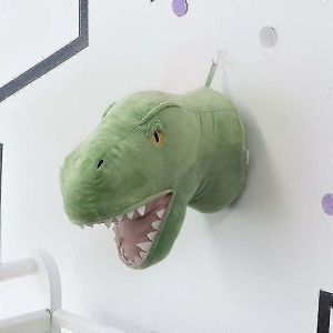Décoration Murale En Forme De Tête De Dinosaure - Tête D'animal En Peluche Réaliste, Dinosaure Vert - Neuf