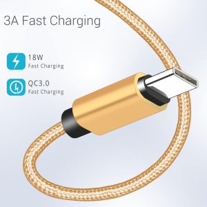 Lot De 4 C&acirc;bles Usb C De 0,3 M, Charge Rapide Usb A Vers Usb C, Cordon En Nylon Tress&eacute;, Compatible Avec Samsung Galaxy A10e A20 A20s A51, S20 S10 S9 S8, Note 10 9 8, Moto G7 G8, Pixel 3, Lg V30 - Neuf