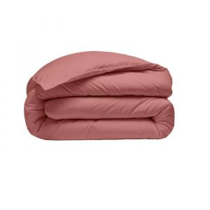 Housse De Couette 220 X 240 Cm Percale De Coton Lav&eacute; Vieux Rose - Neuf