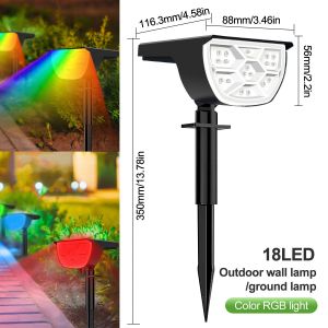 Projecteur Solaire D'extérieur À 72/68 Led,Imperméable Conforme À La Norme Ip65,3 Modes D'éclairage,Luminaire De - 18led Rgb-1pc -A - Neuf