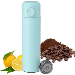 Gourde Isotherme 500ml En Acier Inox 316, Bouteille D¿Eau Anti-Fuite Pour Boisson 12h Chaude & Froid, Thermos Isotherme À Double Parois-Bleu - Neuf