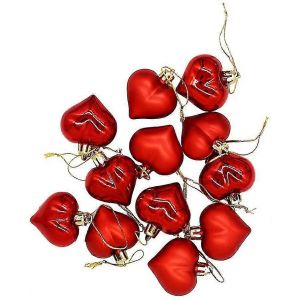 12 Pcs de boules de No&euml;l en Forme de Coeur de la d&eacute;coration de No&euml;l Arbre de Boules Pour les Vacances, F&ecirc;te de Mariage D&eacute;coration (rouge) - Neuf
