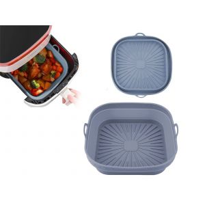 Tapis de cuisson carr&eacute; en silicone gris de 21 cm pour friteuse &agrave; air chaud - Neuf