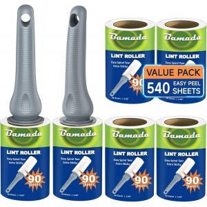 MEVRONISSHOP-Brosse Anti Poils Animaux 540 Feuilles tr&egrave;s adh&eacute;sives - Extra Collant Rouleau adhesif Vetement, Brosse Adhesive Poils Animaux (Gris) - Neuf