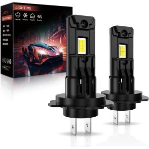 Ampoule Led H7 600% De Luminosité 6500k Blanc Froid, Puce 16csp Super Lumineuse Taille Réelle 1:1 Avec Ventilateur De Refroidissement, Set De 2[Amp743478] - Neuf