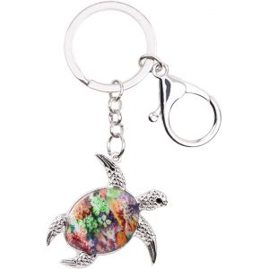 KAL-Porte-Cl&eacute; Tortue De Mer En &Eacute;mail Porte-Cl&eacute; Sac &Agrave; Main Pour Femme Fille Cadeau - Neuf