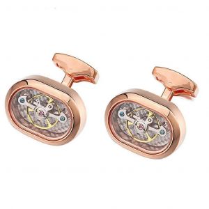 Boutons De Manchette Pour Homme, Mouvement M&iquest;&iquest;Canique, Tourbillon, Boutons De Manchette En Or Rose Avec Montre M&iquest;&iquest;Canique - Neuf