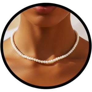 Collier De Perles Boho Fantaisie Blanc Collier De Petites Perles Ras Du Cou Pour Femme - Neuf
