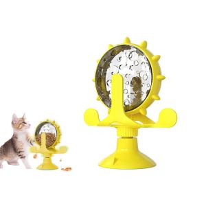 Distributeur De Friandises Pour Chats Et Chiens Avec Moulin &Agrave; Vent Rotatif &Agrave; 360&deg; Et Ventouse - Neuf