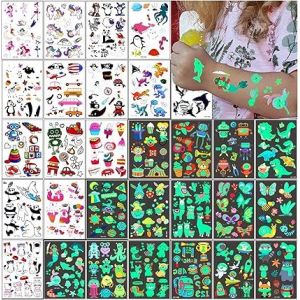 Les tatouages de faux de scintillement mixte pour les enfants, les filles et les garçons, effet durable - Neuf