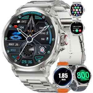 Montre Connectée Homme Avec 3 Bracelets/800mah,1,85'' Hd Grand Écran Smartwatch Pour Android Ios,Montre Intelligente Avec 123 Modes Sportifs,Appel Bluetooth,24/7 Moniteur De Fréquence Cardiaque - Neuf