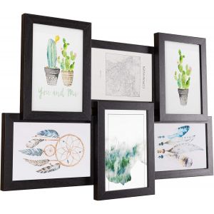 0048XK Cadre Photo Galerie pour 6 Photos 10x15cm D&eacute;coration Montage Mural Cadre en MDF Ch&ecirc;ne - Neuf