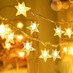 Guirlande Lumineuse Étoilée À Piles, 12 M, 80 Led, Pour Décoration De Maison, Fête, Noël, Mariage, Jardin, Blanc Chaud - Neuf
