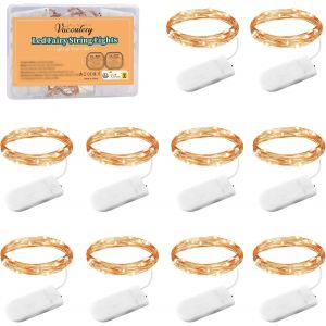 KAL-Guirlande Lumineuse Pile, 1M 10 Led Guirlandes Lumineuses À Led, Lot De 10 Blanc Chaud Guirlande Lumineuse Chambre Pour Fête Anniversaire Soirée Fête Jardin - Neuf