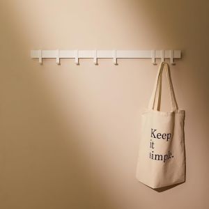 Design Hambourg Porte Manteau Mural I Porte-Manteau Moderne I Pat&egrave;re Murale avec Crochets Mobiles I Design Moderne | Blanc Mat | 80 cm - Neuf