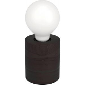 Kal-Lampe De Chevet Turialdo 1, Lampe À Poser Décorative, Lampe De Table Cylindre En Bois Noir Mat, Fsc100hb, Luminaire Pour Salon Et Chambre À Coucher, Douille E27 - Neuf