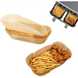 Lot De 120 Doublures De Friteuse À Air, Doublées De Parchemin, Antiadhésives, Papier Sulfurisé, Accessoires Pour Friteuse À Air Double Zone, Four, Micro-Ondes - Neuf