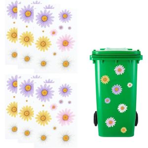 KAL-Lot De 6 Feuilles D'Autocollants Floraux D&eacute;coratifs Pour Poubelle &Agrave; Roulettes, Pour R&eacute;frig&eacute;rateur Et D&eacute;coration De Maison - Neuf