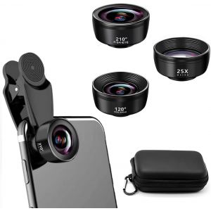 3 En 1 Objectif Telephone Portable, Kit Objectif Pour Iphone, 120&deg; Grand Angle, 25X Macro, 210&deg; Fisheye, Objectif Smartphone Pour La Plupart Des Smartphones[PPJ01416] - Neuf