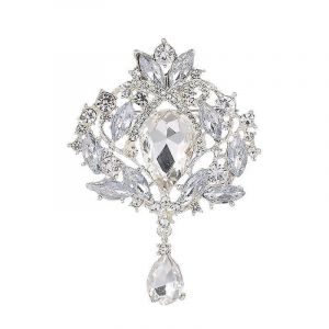 Broche De No&euml;l R&eacute;tro Avec Grand Pendentif En Cristal Et Papillon, Broche Pour Manteau Femme, Taille Unique, Argent&eacute;e - Neuf