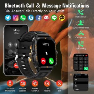 Montre Connect&eacute;e Militaire Homme Femme, Smartwatch avec Appel BT, 3ATM &Eacute;tanche Montre Intelligente 100+ Sportifs Montre Podom&egrave;tre Fr&eacute;quence Cardiaque Tension Art&eacute;rielle SpO2 Tracker Sommeil - Neuf