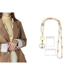 Lani&egrave;re porte-badge avec clip r&eacute;tractable et 2 porte-badges pour cl&eacute;s et badges d'identification - Neuf