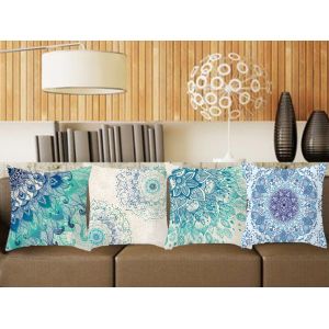 Lot De 4 Housses De Coussin &Agrave; Motif Mandala 45x45cm Pour La D&eacute;coration Int&eacute;rieure - Neuf