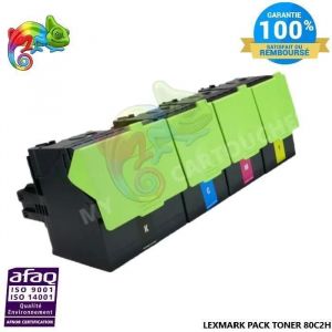 Compatible Cartouche de Toner pour Lexmark CX410de CX410dte CX410e CX510de CX510dthe CX510dhe 80C2HK0 80C2HC0 80C2HM0 80C2HY0 - Neuf