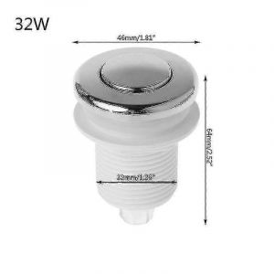 Interrupteur de pression d'air (34 mm - Blanc) Bouton poussoir marche/arrêt pour broyeur à déchets de baignoire Whirlpool - Neuf