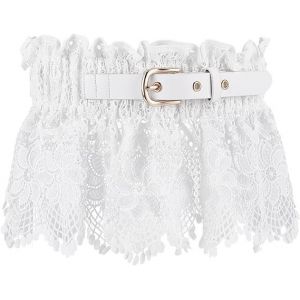 Large Dentelle Noire Ceinture Élastique Creux De La Dentelle Brodée Enrouler Autour De La Ceinture Avec Réglage De La Décoration De La Boucle De Ceinture En Cuir Pour Femmes, Des Robes De Vêtements - Neuf