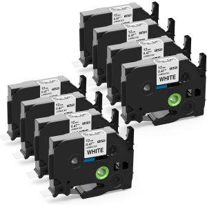 8 x Compatible Ribbon for TZe231 TZe-231 Black on White Cartridge Refill for TZ Tape 12 mm 0.47 for P-touch H107B 1000 H110 H100R D210 - Neuf