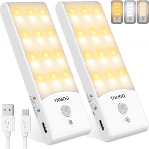Cheng-Veilleuse Led Rechargeable, [Lot De 2] 24 Led Veilleuse Automatique Avec D&eacute;tecteur De Mouvement, 3 Temp&eacute;ratures De Couleur, Gradation Continue, 3modes, Lampe Nuit Pour Escalier, Armoire, Couloi - Neuf