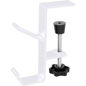 CFUX-Support pour casque - Blanc - Avec double crochet - Support pour casque - Support pour casque de bureau - Support pour casque de jeu (double crochet blanc) - Neuf